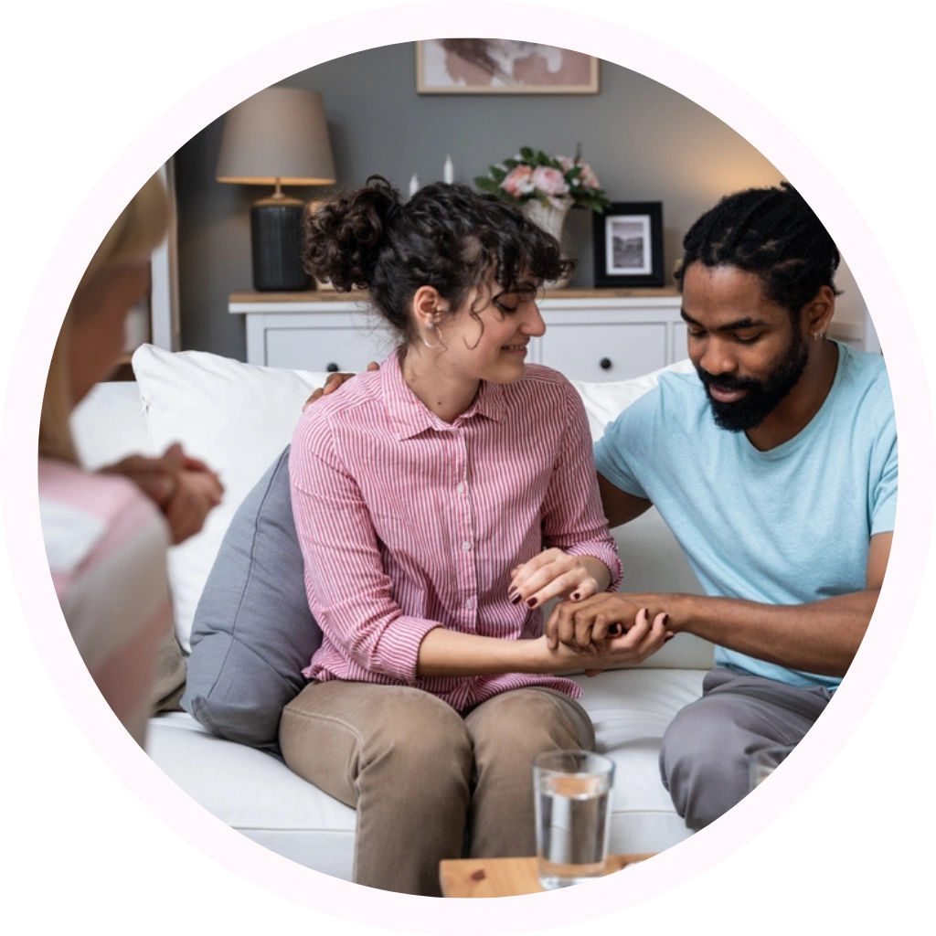 interracial couple in a counselling session
